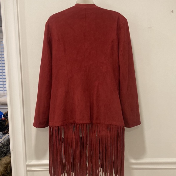 VAKKO FOR I.N.C. Rust Color Faux Suede Fringe Jackets Size Large - Picture 7 of 7
